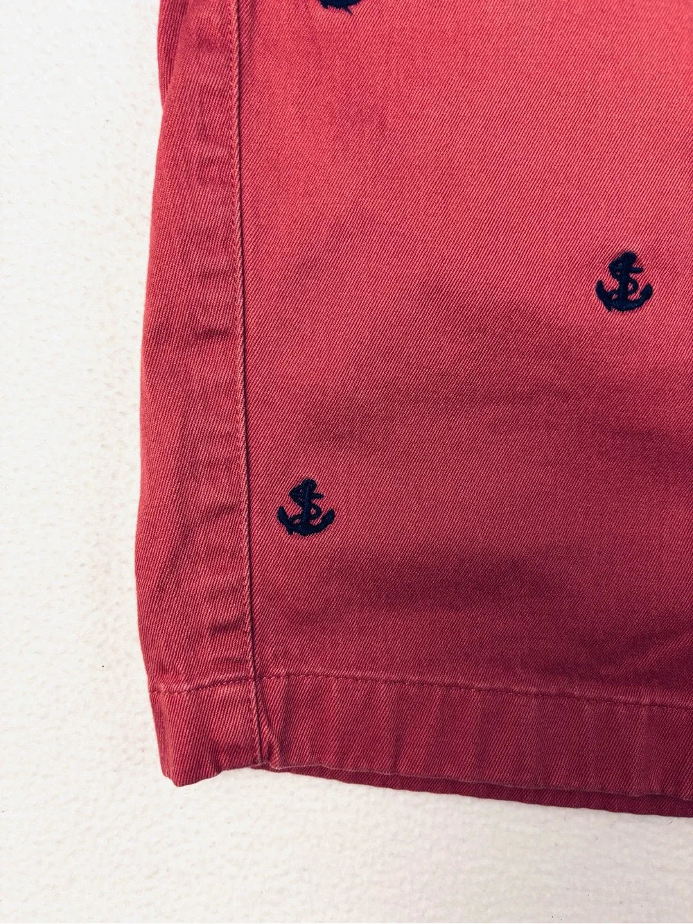 J.Crew Men’s Salmon Stretch Chino Anchor Embroidered Shorts Nautical Preppy (33)
